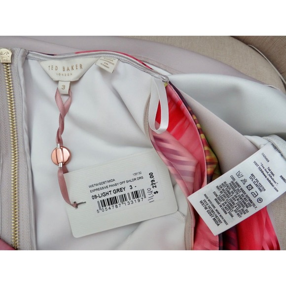 Ted Baker Expressive Pansy Off Shoulder Dress - Size 3 (US Size 8) - NWT - Picture 5 of 5